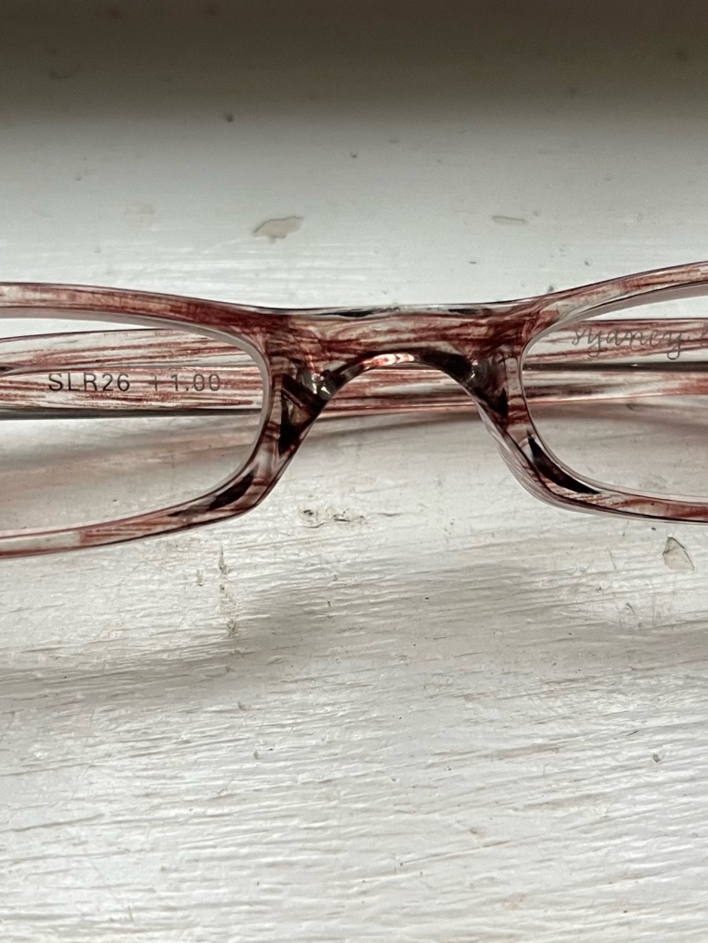 Slim Rectangular Sydney Love Pink Marble Reading Glasses +1.00